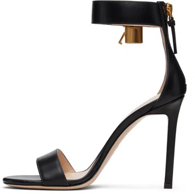 Tom Ford Lock Hardware Leather Open Toe Sandals In Black