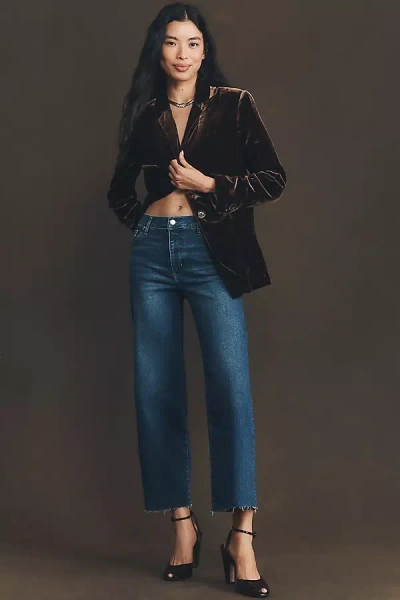 Frame Slim Velvet Blazer In Espresso In Blue