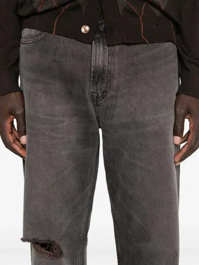 Our Legacy Distressed Wide-leg Jeans With Faded Black Wash In Gray
