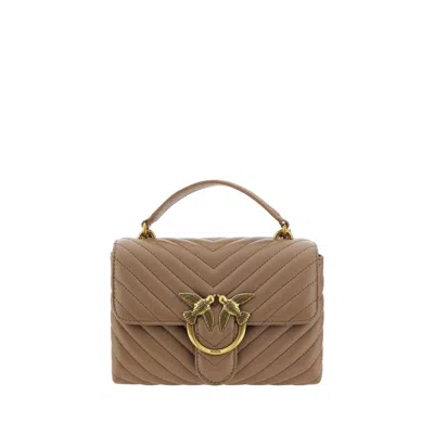 Pinko Big Lady Love Bag Puff Chevron In Gold