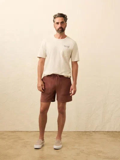 Faherty Corduroy Drawstring Utility Short In Brown