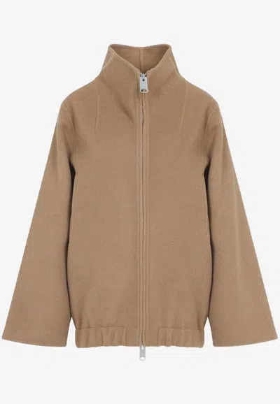 Khaite Wool Jacket With High Collar And Relaxed Fit In Brown