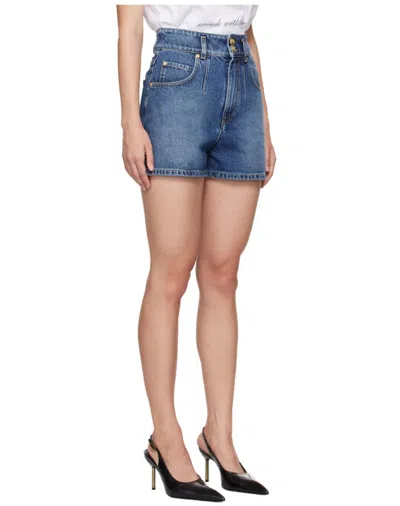 Moschino Blue Teddy Bear Denim Shorts In Blue