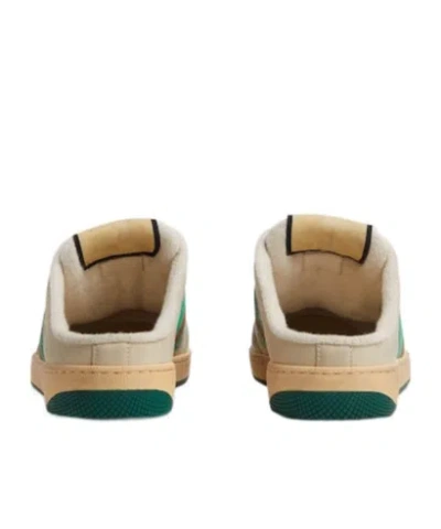 Gucci Canvas And Leather Sneakers With Vintage Web In Neutral