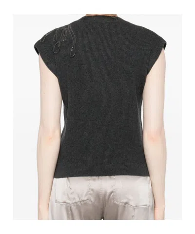 Brunello Cucinelli Cashmere Sleeveless Tank Top Ribbed Texture In Black
