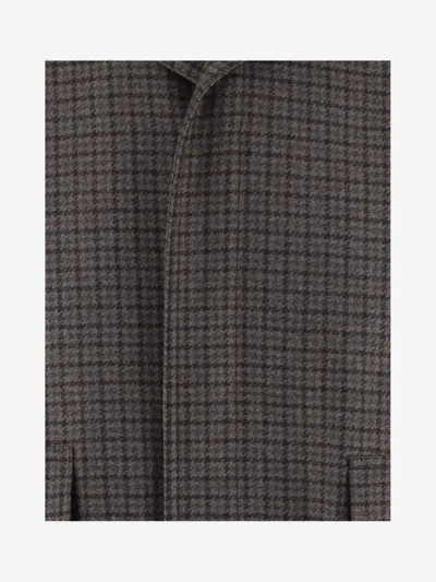 Tagliatore Houndstooth Pattern Jacket With Structured Collar And Flap Pockets In Gray