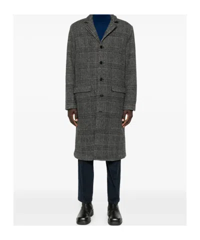 Samsoe & Samsoe Checked-pattern Single-breasted Coat In Gray