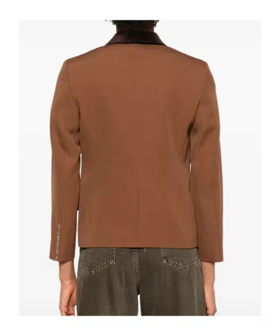 Marni Velvet-trimmed Embroidered Grain De Poudre Wool Blazer In Brown