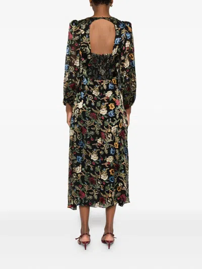 Alice And Olivia Floral-print Puff-sleeves Asymmetric Day Dress In Multi
