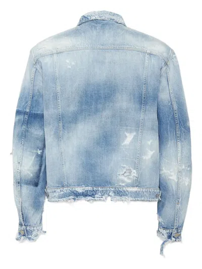 Dsquared2 Distressed Denim Jacket In Blue