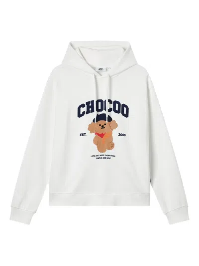 Chocoolate Bear-print Hoodie In White