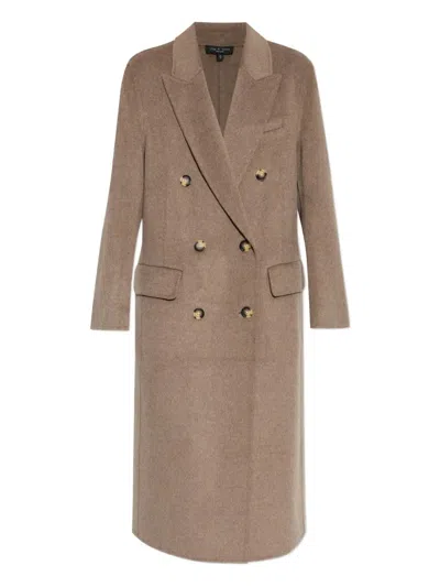 Rag & Bone Vasso Double Breasted Wool Blend Coat In Brown
