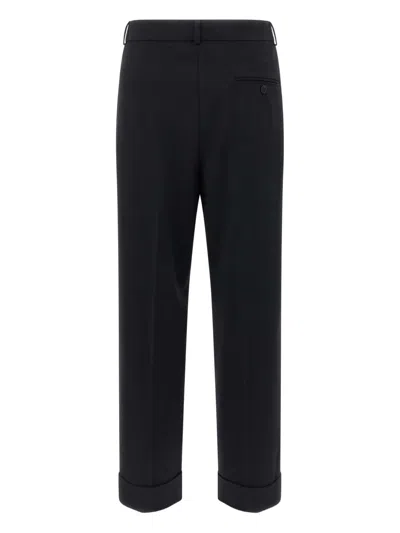 Alberto Biani Tailored Trousers With Cuffed Hem And Pleats In Black