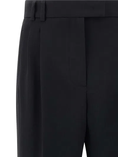 Alberto Biani Tailored Trousers With Cuffed Hem And Pleats In Black