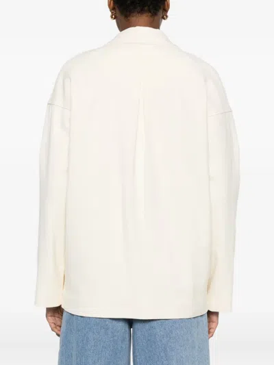 Forte Forte Double-breasted Tailored Jacket Featuring Flap Pockets In Neutral