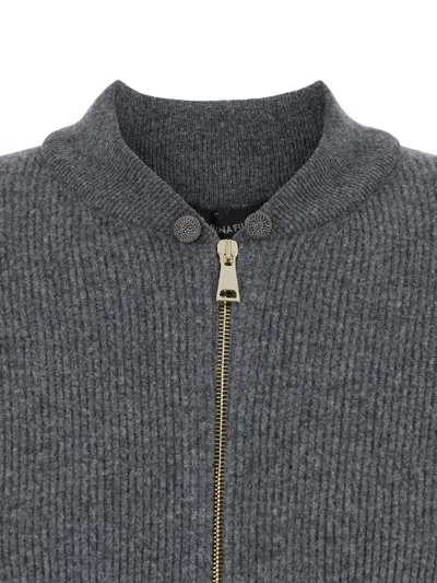 Fabiana Filippi Casual Jacket With Elastic Hem And Side Pockets In Gray