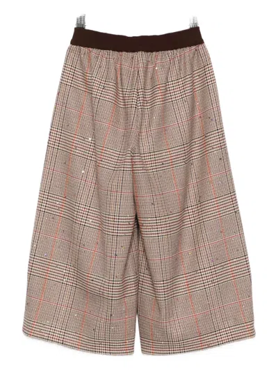 Mi Mi Sol Check-pattern Trousers In Neutral