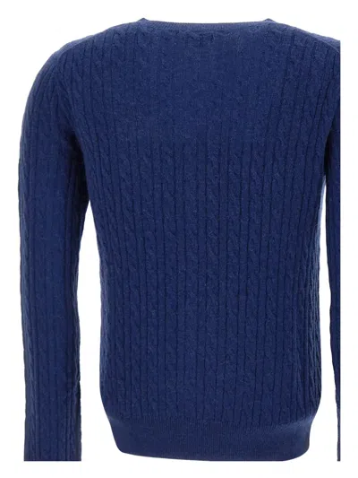 Sun 68 Cable-knit Cardigan In Blue