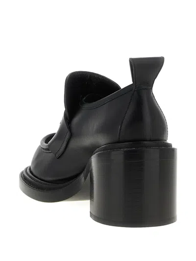 Moschino Block Heel Loafers Pull Tab In Black