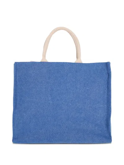 Marni Shopper Bag With Shoulder Strap And Top Handles In Blue