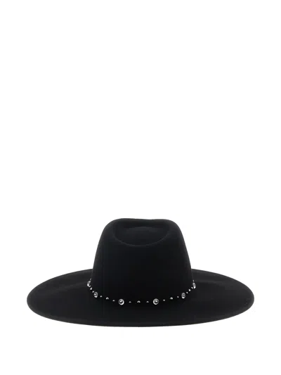 Maison Michel Roy Rock Studs Wool Felt Fedora Hat In White