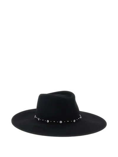 Maison Michel Roy Rock Studs Wool Felt Fedora Hat In White