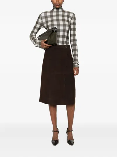 P.a.r.o.s.h Suede Skirt In Brown