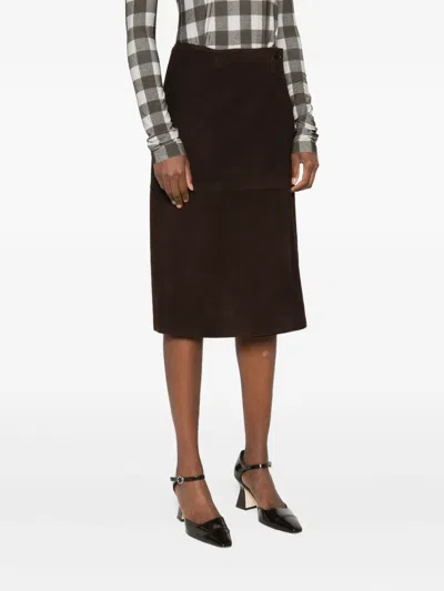 P.a.r.o.s.h Suede Skirt In Brown