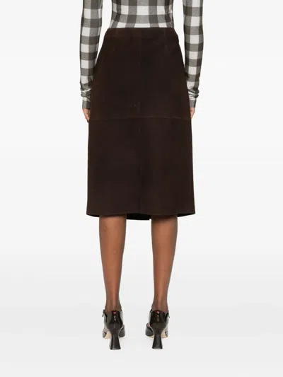 P.a.r.o.s.h Suede Skirt In Brown