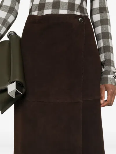 P.a.r.o.s.h Suede Skirt In Brown