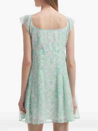 B+ab Ruffled Floral-print Mini Dress In Blue