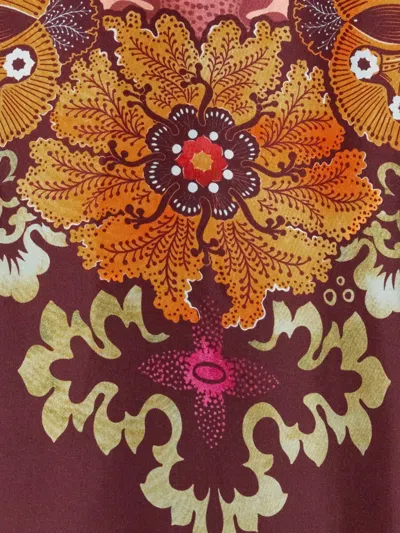 La Doublej Valkyrie Asymmetric Fringed Printed Silk Dress In Multi