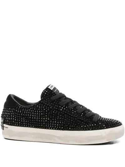Crime London Distressed Crystal-embellished Sneakers In Black