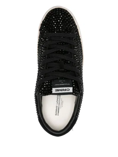 Crime London Distressed Crystal-embellished Sneakers In Black