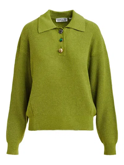 Essentiel Antwerp Button-embellishment Polo Top In Green