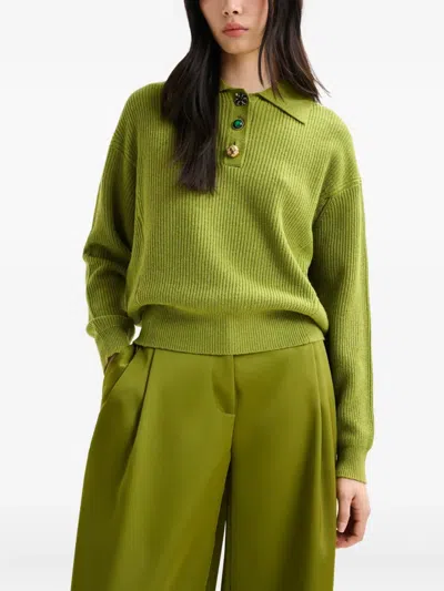 Essentiel Antwerp Button-embellishment Polo Top In Green