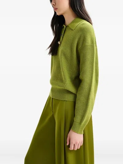 Essentiel Antwerp Button-embellishment Polo Top In Green