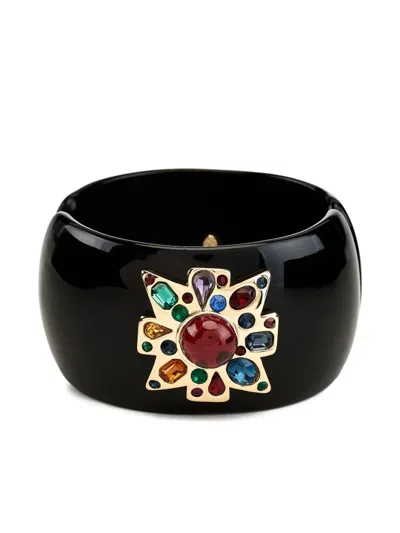 Kenneth Jay Lane Cross-motif Ruby Bracelet In Black