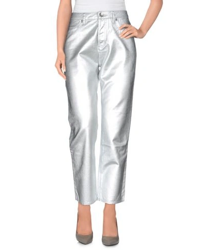 Shop Love Moschino Casual Pants In Silver