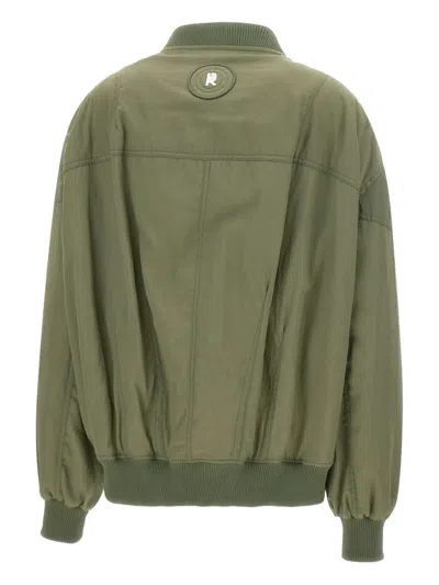 Rabanne Bomber Jacket With Ribbed Collar And Pockets In Green
