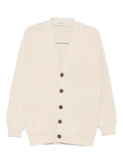 Golden Goose Cardigan With Logo In Neutral