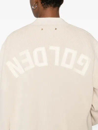 Golden Goose Cardigan With Logo In Neutral