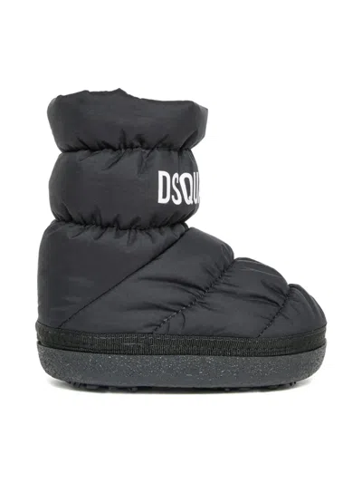 Dsquared2 Quilted Logo-lettering Boots In Black