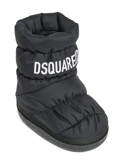 Dsquared2 Quilted Logo-lettering Boots In Black
