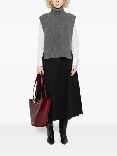 Davantino Turtleneck Sleeveless Wool Sweater In Gray