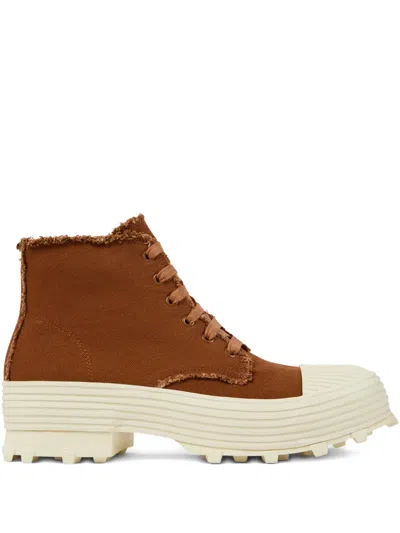 Camperlab Traktori Frayed Lace-up Boots In Brown