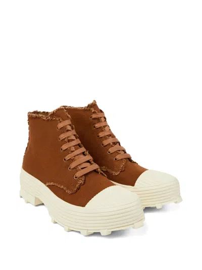 Camperlab Traktori Frayed Lace-up Boots In Brown