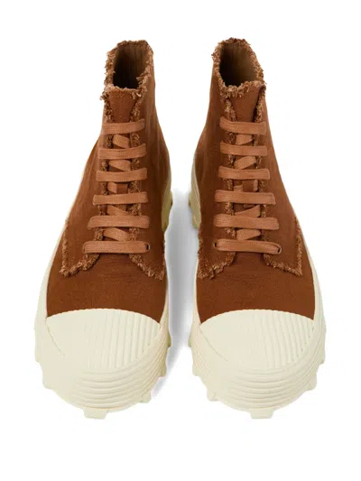 Camperlab Traktori Frayed Lace-up Boots In Brown