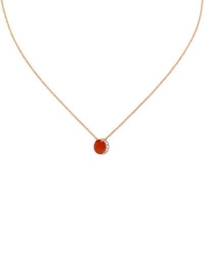 David Morris 18k Rose Gold Fortuna Carnelian And Diamond Necklace In Gold