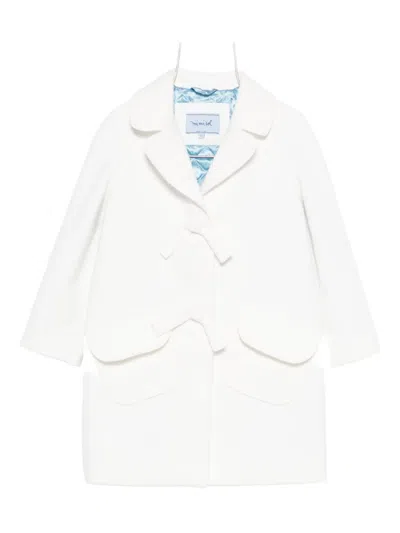Mi Mi Sol Bow-detail Coat In White